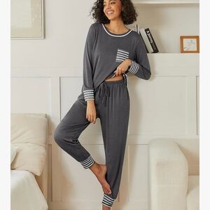 Charcoal & White Stripped Lounge Set